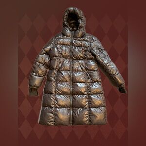 Point Zero Women's Glossy Black Long Puffer Jacket